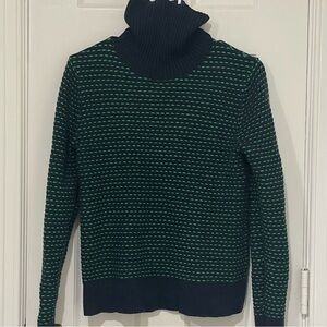 NWOT J. Crew Navy and Green Knit Sweater Size Small S Preppy Old Money Style